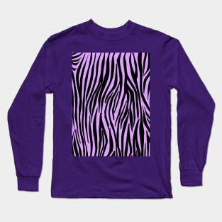 Zebra Stripes in Black and Lilac Purple Long Sleeve T-Shirt